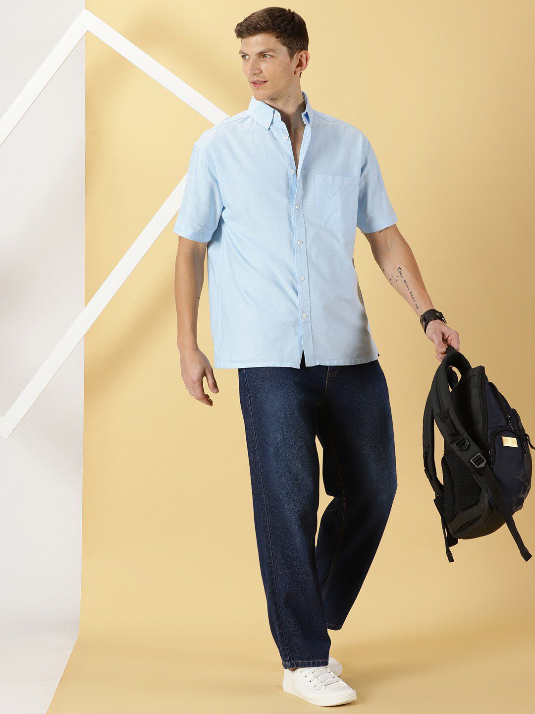 Thomas Scott Button Down Collar Relaxed Boxy Cotton Casual Shirt
