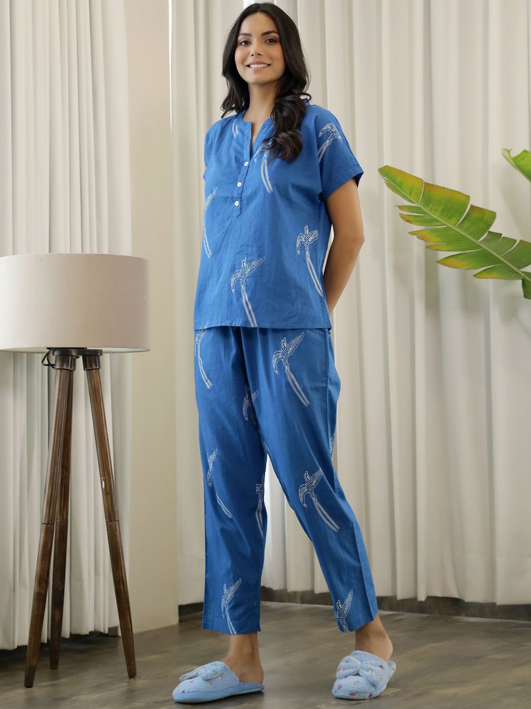 SANSKRUTIHOMES Women Printed Pure Cotton Night suit