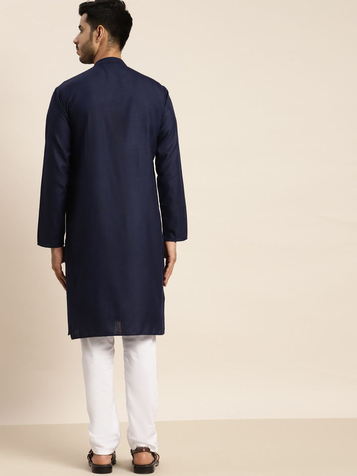 Anug by SOJANYA Men Navy Blue Patchwork Kurta