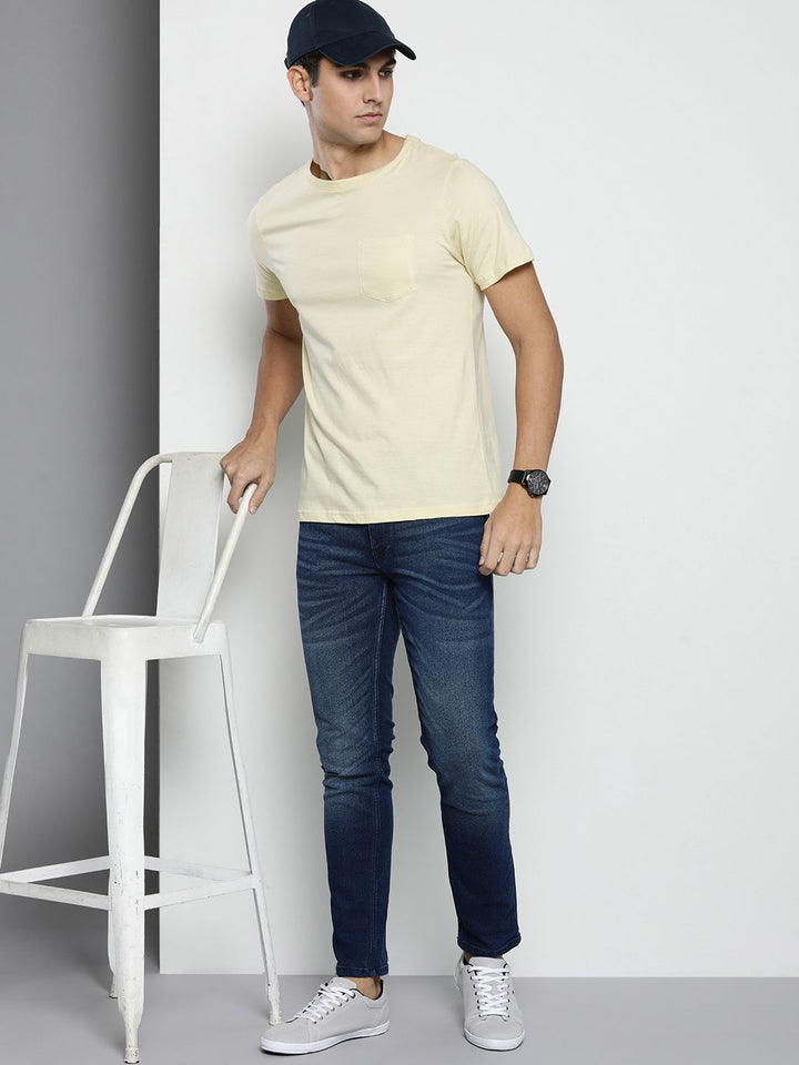The Indian Garage Co Men Slim Fit Light Fade Stretchable Jeans