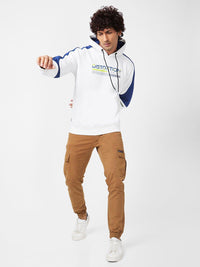 SPYKAR Typography Printed Cotton Hooded Pullover Sweatshirt