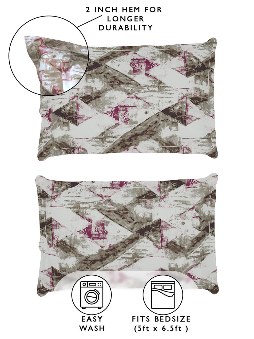 Story@home Brown & White 180 TC Queen Bedsheet with 2 Pillow Covers