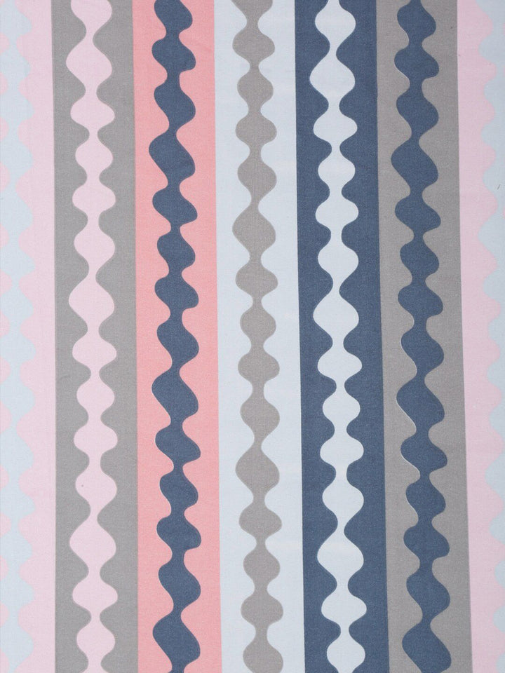 KLOTTHE Blue & Pink Printed 300TC Fitted Double King Bedsheet With 2 Pillow Covers