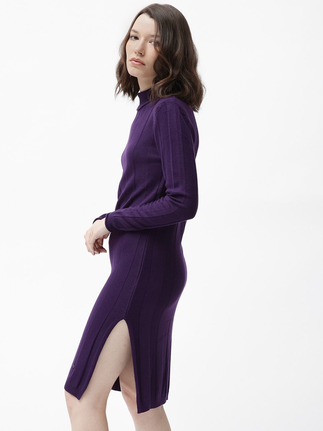 RAREISM Striped Mock Neck Long Sleeves Jumper Dress