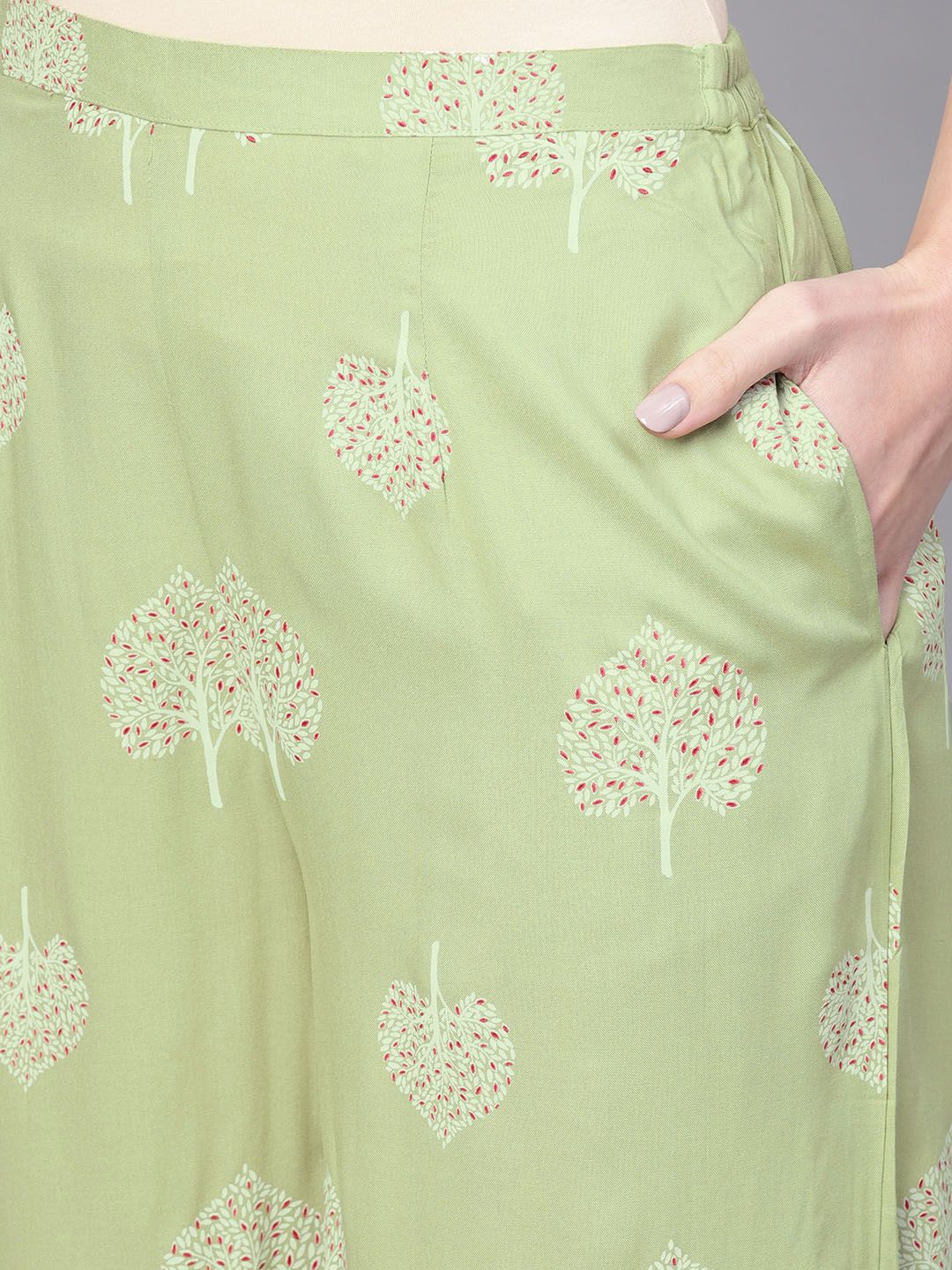 Gerua By Libas Women Green Printed Kurta with Palazzos
