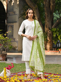 KALINI Women Embroidered Regular Gotta Patti Kurta with Trousers & With Dupatta