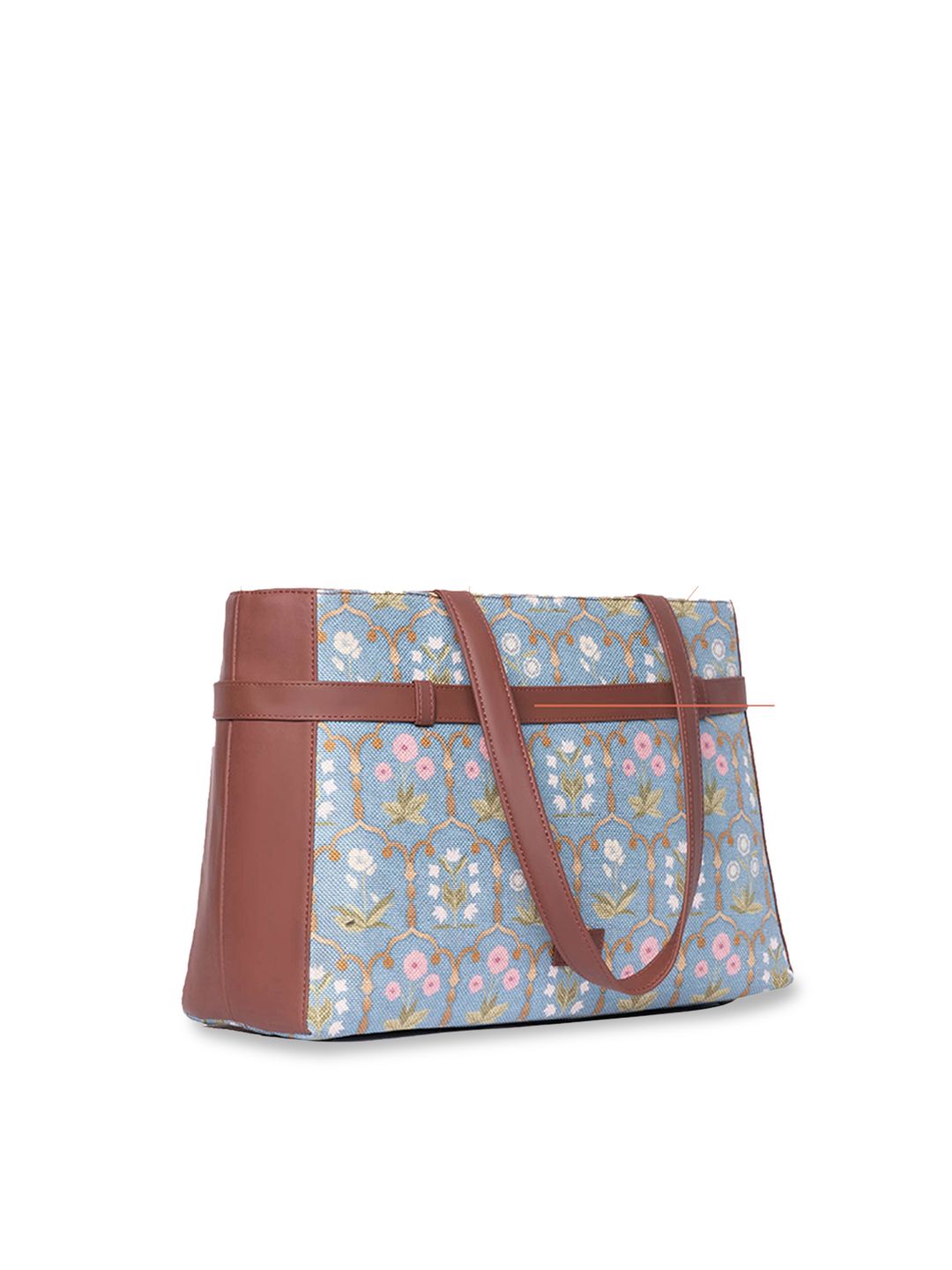 ZOUK Printed Structured Jute Laptop Shoulder Bag