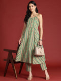 Anouk Printed Pure Cotton A-Line Kurta with Trousers