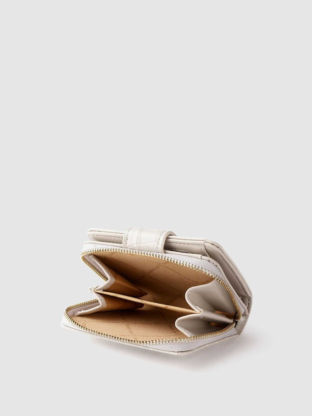 Lino Perros Women Off-White Croc Textured Two Fold Wallet