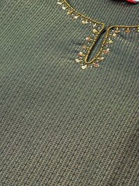 W Women Green & Golden Zari Woven Design Straight Kurta