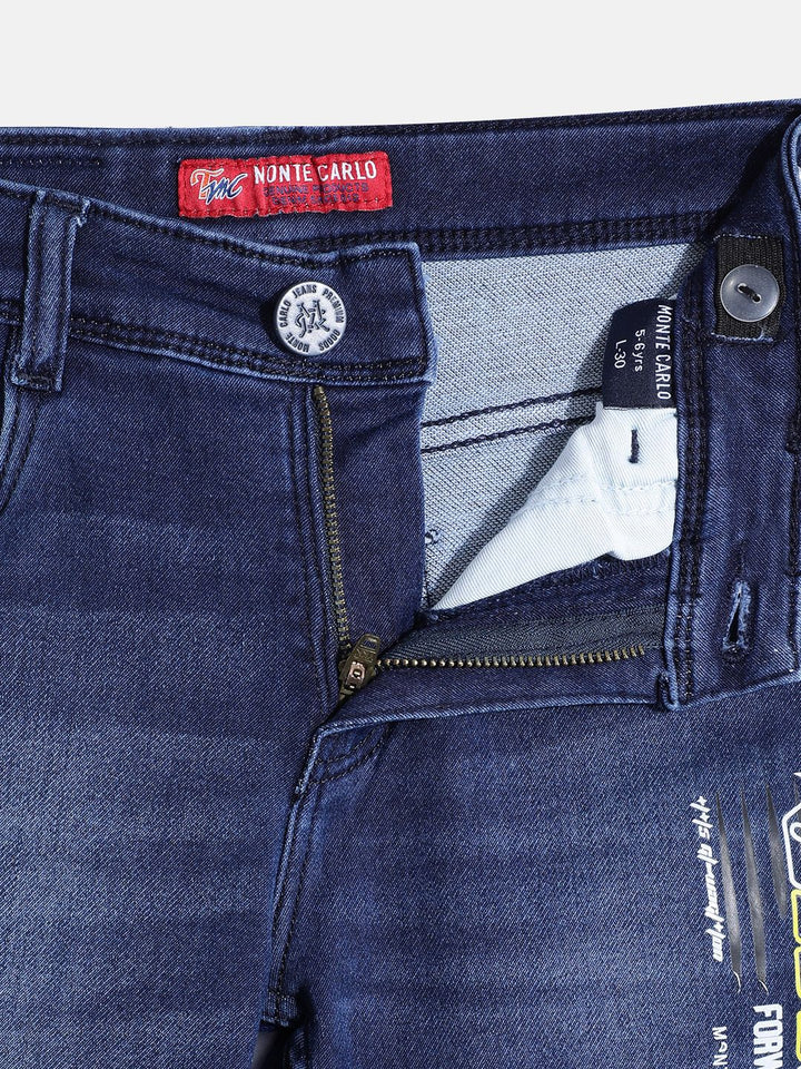 Monte Carlo Boys Slim Fit Printed Jeans