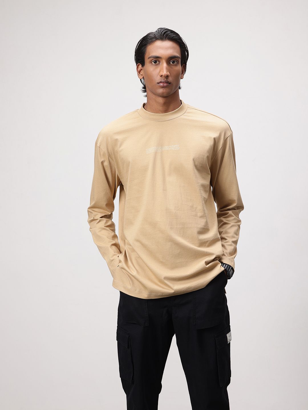 ether Zen Typography Printed Drop-Shoulder Sleeves Pure Cotton T-shirt