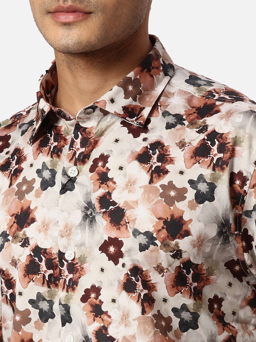 Park Avenue Floral Printed Spread Collar Slim Fit Floral Opaque Cotton Casual Shirt