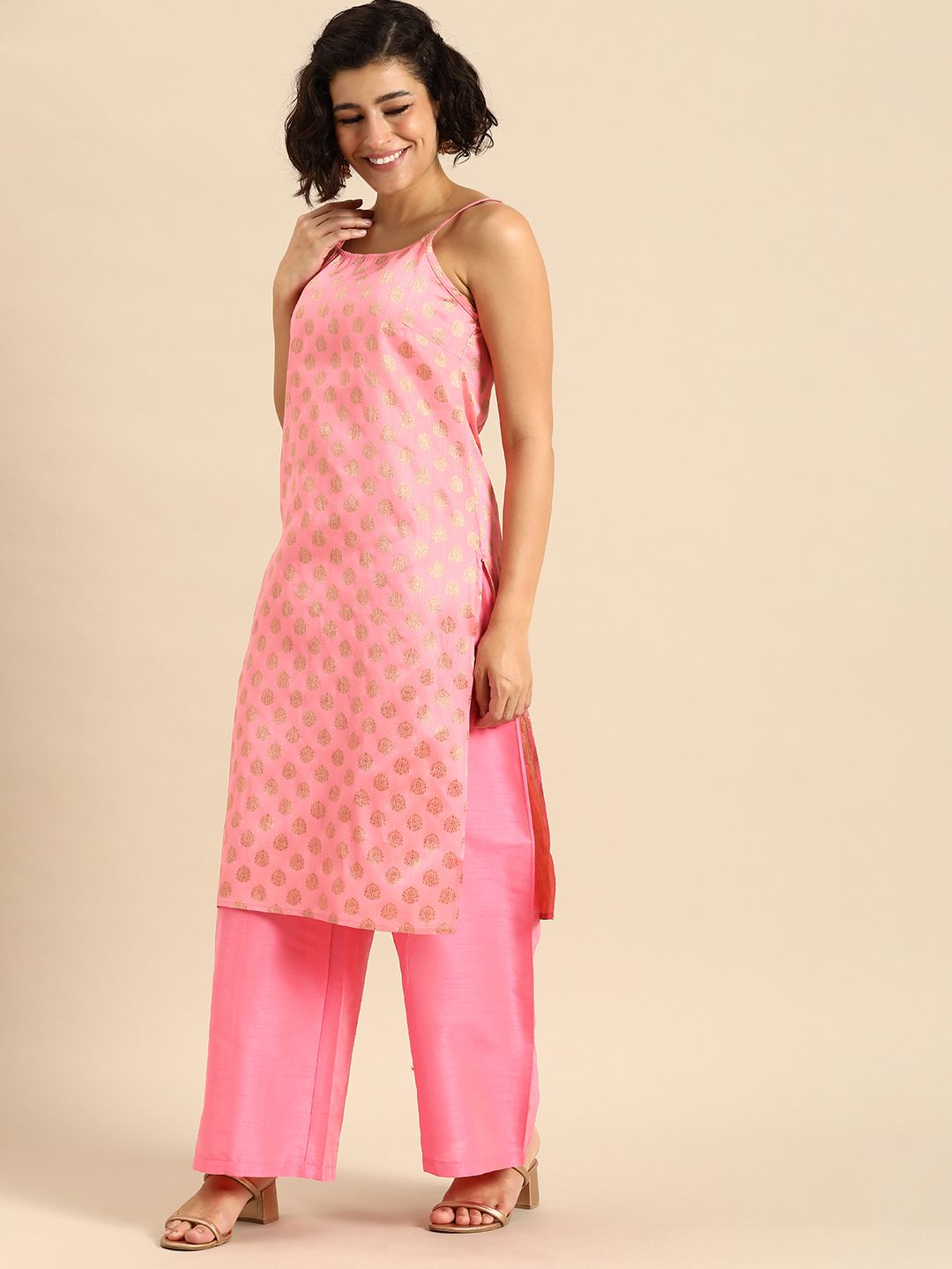 Anouk Women Ethnic Motifs Woven Design Kurta With Palazzos & Dupatta
