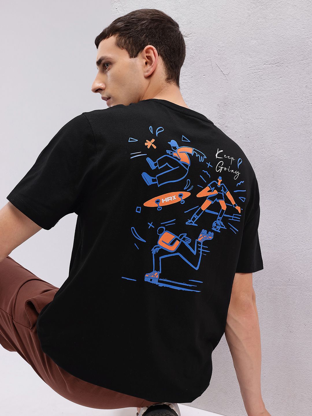 HRX by Hrithik Roshan Printed Drop-Shoulder Sleeves T-shirt