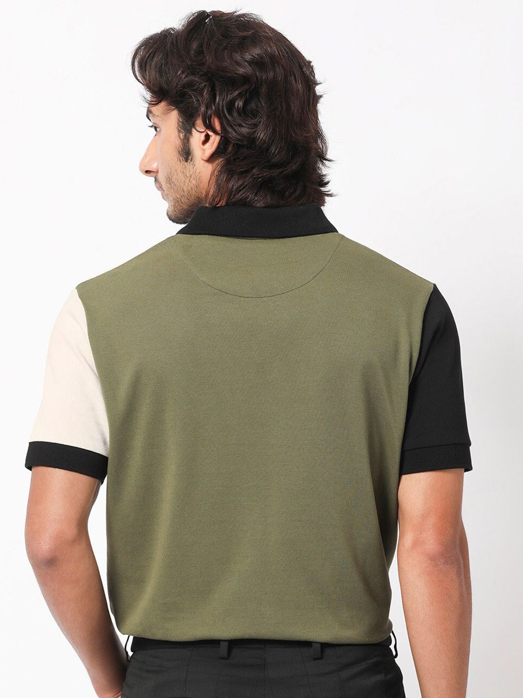 RARE RABBIT Men Rings-4 Slim Fit Solid Polo Collar T-Shirt