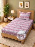Moda Rapido X KLOTTHE Pink Floral 400 TC Single Bedsheet with 1 Pillow Covers