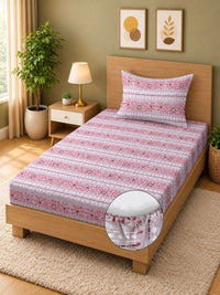 Moda Rapido X KLOTTHE Pink Floral 400 TC Single Bedsheet with 1 Pillow Covers