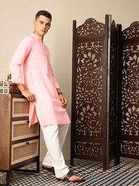 House of Pataudi Band Collar Pure Cotton Jashn Kurta