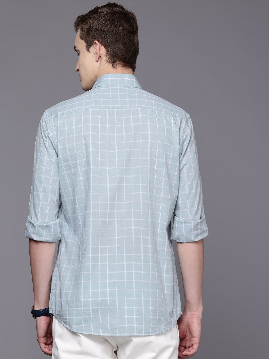 Raymond Pure Cotton Slim Fit Checked Casual Shirt
