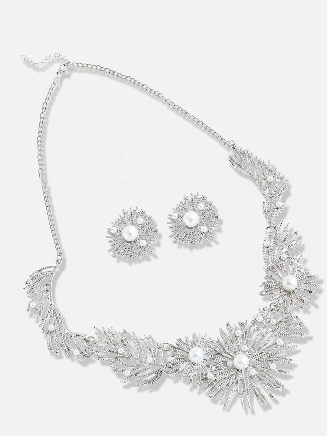 SOHI Silver-Plated Pearls-Studded Jewellery Set