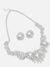 SOHI Silver-Plated Pearls-Studded Jewellery Set
