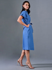 AND Shirt Collar Tie-Ups Midi Dress