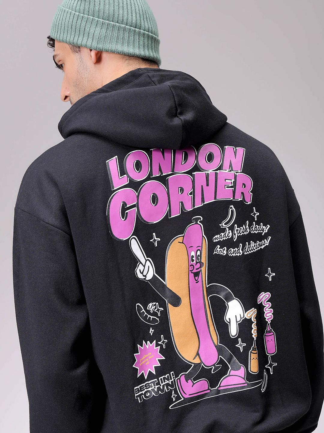The Indian Garage Co Men Printed Hooded Sweatshirt