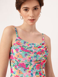 DressBerry Girly Glam Printed Soft Net A-Line Midi Dress