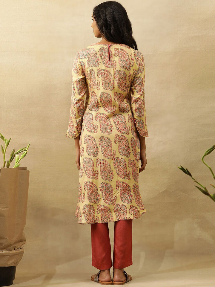 W Ethnic Motifs Printed Flared Sleeves A-Line Kurta