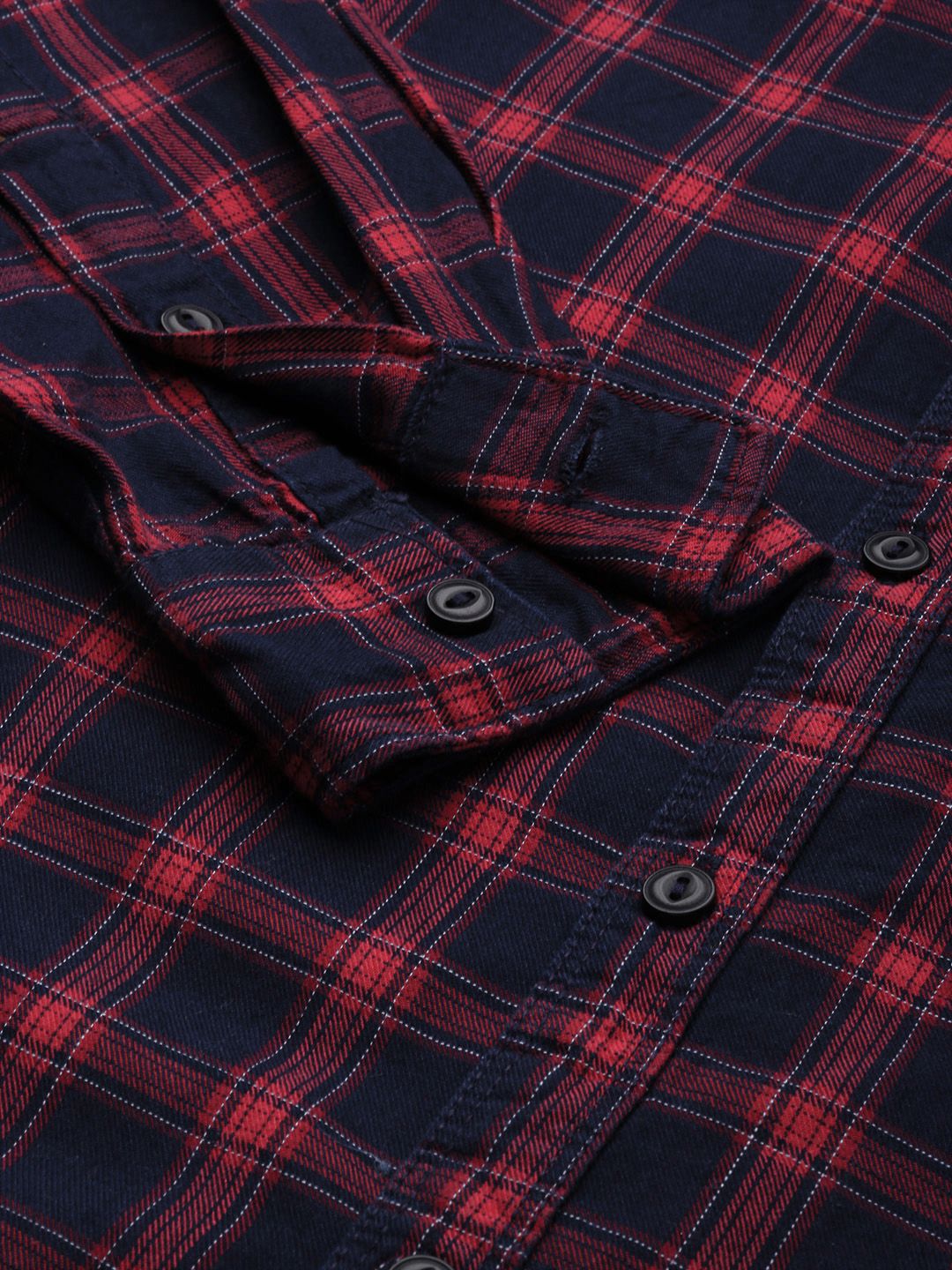 The Indian Garage Co Men Navy Blue & Red Checked Casual Shirt