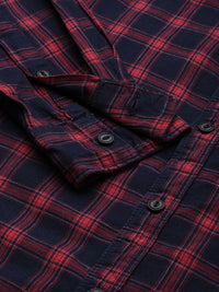 The Indian Garage Co Men Navy Blue & Red Checked Casual Shirt
