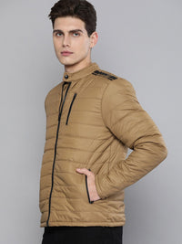 The Indian Garage Co Men Zip-Front Puffer Jacket with Zipper Pockets
