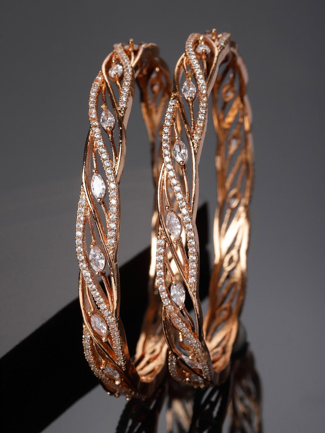 PANASH Set of 2 Gold-Plated AD Studded Bangles
