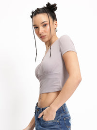 DressBerry Cozy Contour Wrap Style Ribbed Crop Top