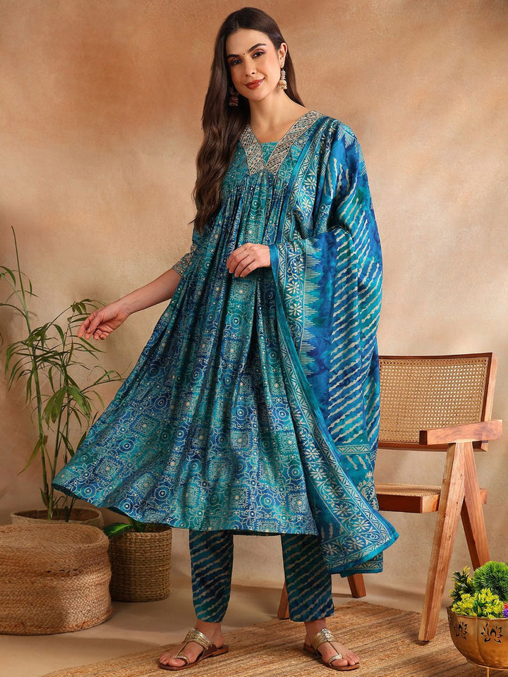 KALINI Ethnic Motifs Printed Regular Kurta with Palazzos & Dupatta