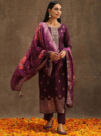 Libas Women Floral Embroidered Regular Pure Silk Kurta with Trousers & With Dupatta