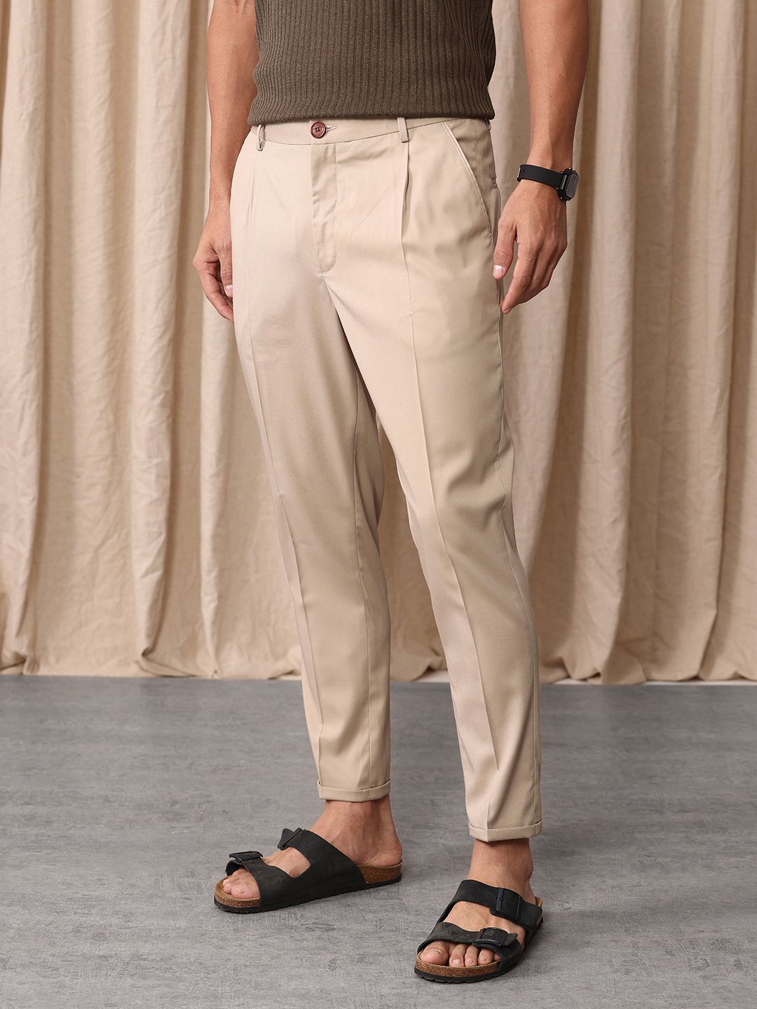 Mr Bowerbird Men Tailored Fit Vintage Pleated Trousers