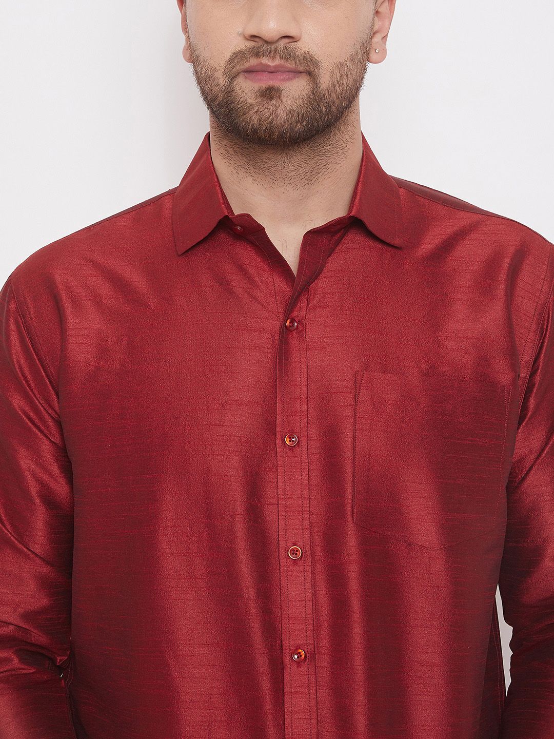 VASTRAMAY Men Maroon Standard Regular Fit Solid Casual Shirt