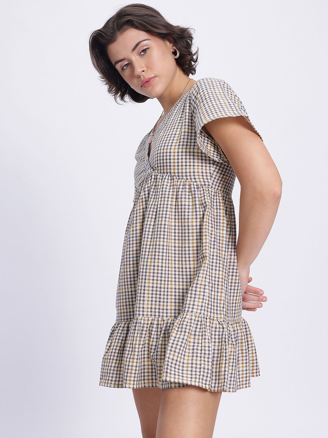 DressBerry Academia Core Checked A-Line Mini Dress