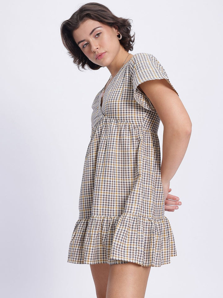 DressBerry Academia Core Checked A-Line Mini Dress