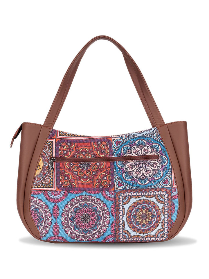 Motif Etnik ZOUK Beg Bahu Jute Berstruktur Bercetak Sehingga 16 inci