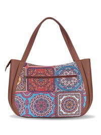 Motif Etnik ZOUK Beg Bahu Jute Berstruktur Bercetak Sehingga 16 inci