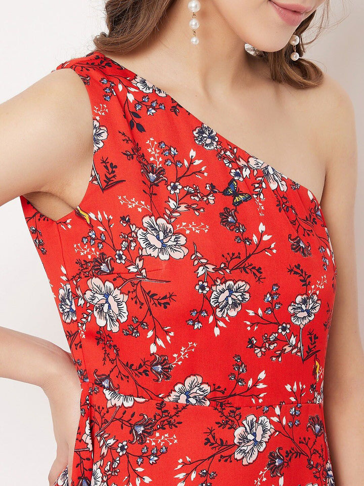 Berrylush Women Red Printed Maxi Dress