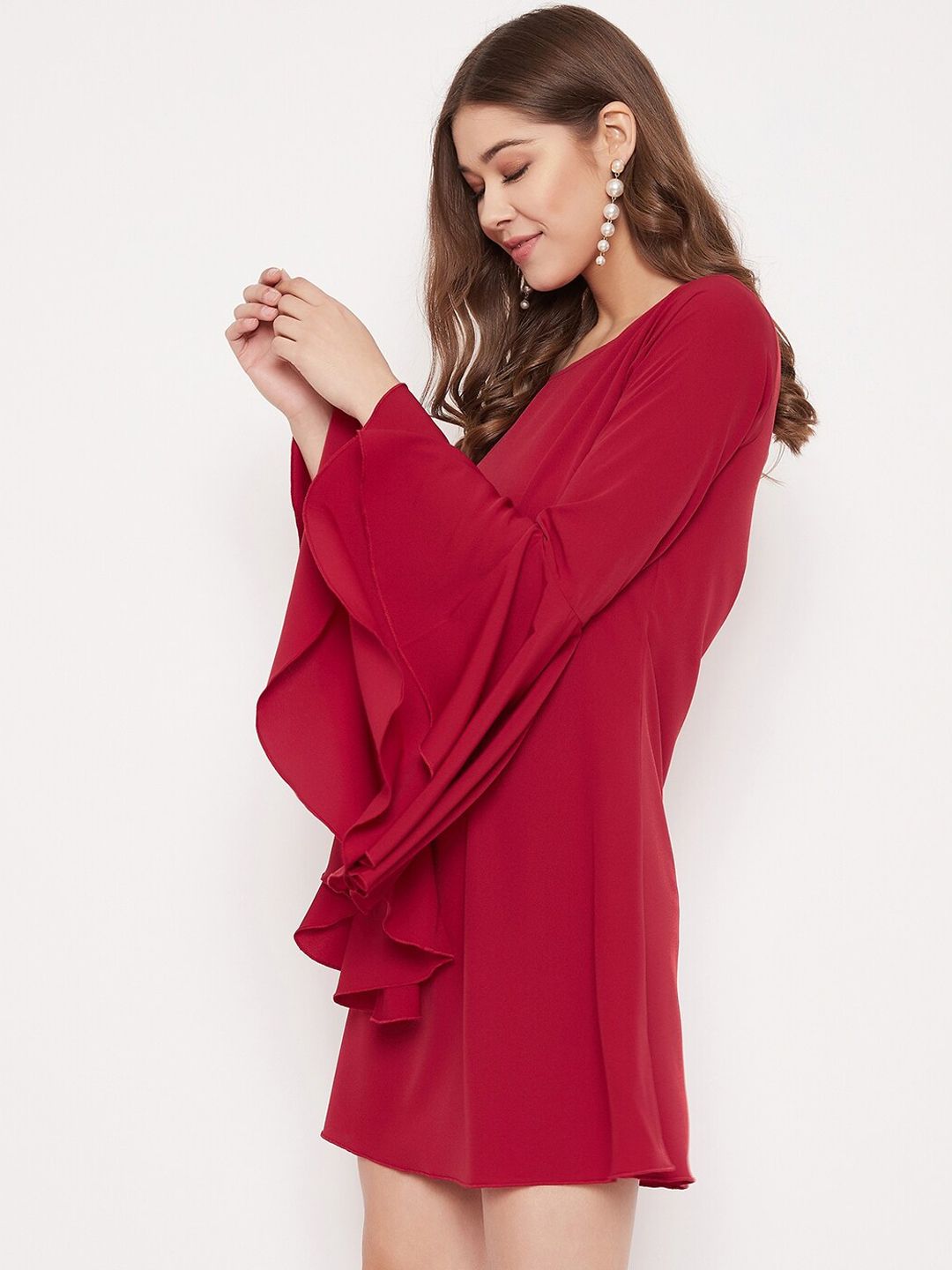 Berrylush Women Red Solid A-Line Dress