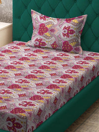 Moda Rapido X KLOTTHE Motif Etnik Merah & Merah Jambu 300 TC Cadar Bujang dengan 1 Sarung Bantal