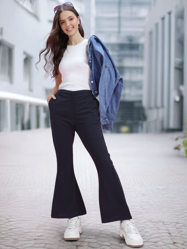 DressBerry Women Flared High-Rise Trousers