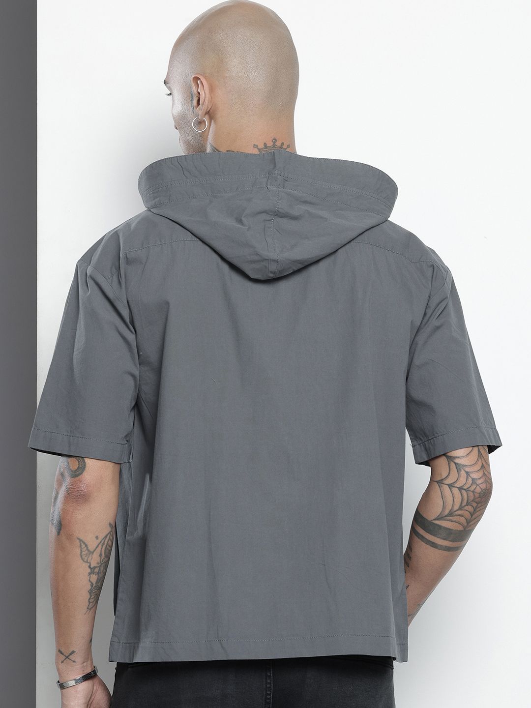 The Indian Garage Co Boxy Hooded Pure Cotton Casual Shirt
