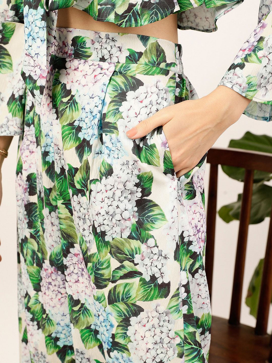 STREET 9 Green Floral Printed Top & Palazzos