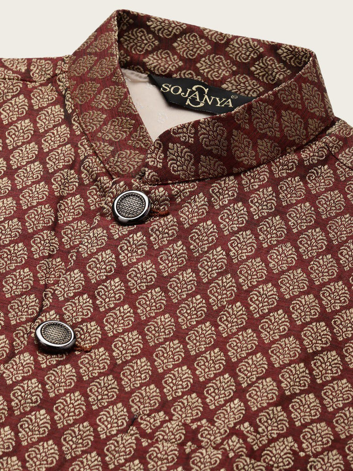 SOJANYA Manadrin Collar Kurta with Churidar & Nehru Jacket